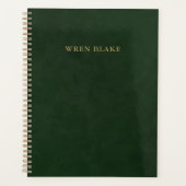 Elegantes Gold Topographie & Dunkelgrünes Leder Planer (Vorderseite)