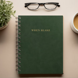 Elegantes Gold Topographie & Dunkelgrünes Leder Planer