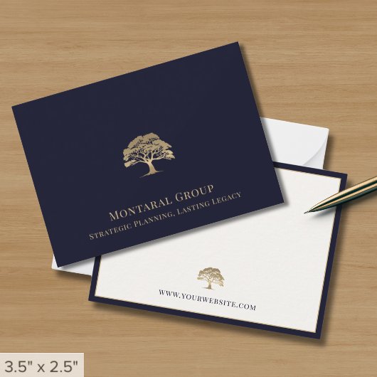 Elegantes Gold Tree Logo Mitteilungskarte
