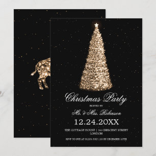 Elegantes Gold Tree Weihnachts-Party mit Büffel Einladung