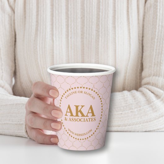 Elegantes Gold Trellis Monogram Custom Business Pappbecher