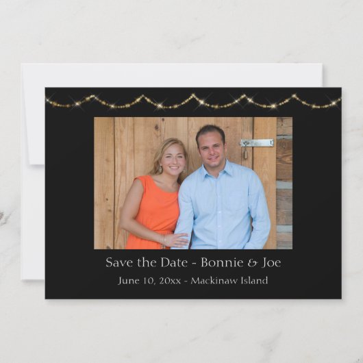 Elegantes Gold Trim Foto Save the Date (Vorderseite)