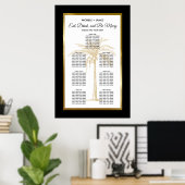 Elegantes Gold Tropical Palm Wedding Chart Poster (Heimbüro)