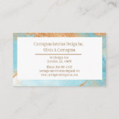 Elegantes Gold Türkis Abstrakte Typografie Moderne Visitenkarte (Rückseite)