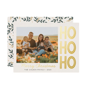 Elegantes Gold Typografy Foto Frohe Weihnachtskart Folie Einladungspostkarte