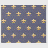 Elegantes Gold u. blaues Lilien-Verpackungs-Papier Geschenkpapier (Flach)