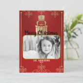 Elegantes Gold u. rote Feiertagskarte (Stehend Vorderseite)