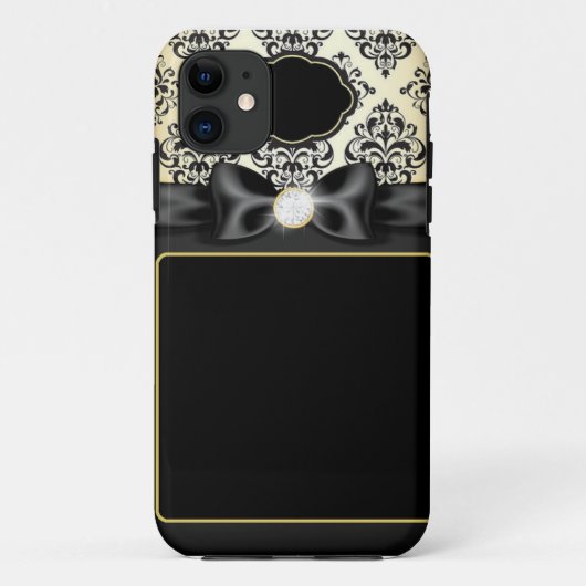 Elegantes Gold u. schwarzer Bogen Case-Mate iPhone Hülle (Rückseite)