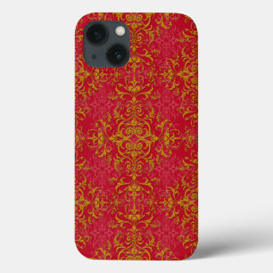 Elegantes Gold über rosafarbenes Damasketmuster Case-Mate iPhone Hülle