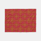 Elegantes Gold über rosafarbenes Damasketmuster Fleecedecke (Vorderseite (Horizontal))