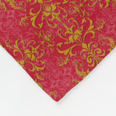 Elegantes Gold über rosafarbenes Damasketmuster Fleecedecke (Ecke)