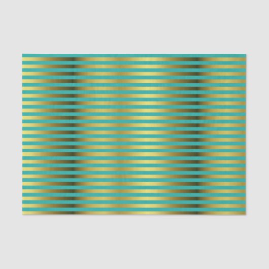 Elegantes Gold- und Aqua-Striptepapier Seidenpapier (Vorderseite)