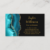 Elegantes Gold und Aquamarin Blue Agate Visitenkarte (Rückseite)