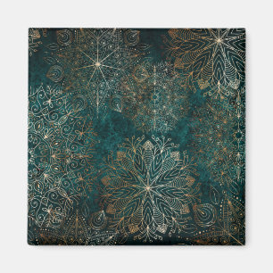 Elegantes Gold- und Aquamarin-grünes Mandala-Must Magnet