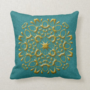 Elegantes Gold und Aquamarines Kissen