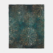 Elegantes Gold und Aquamarines Mandala-Muster Fleecedecke (Vorderseite)