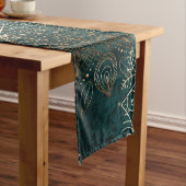 Elegantes Gold und Aquamarines Mandala-Muster Kurzer Tischläufer (Beispiel)