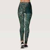 Elegantes Gold und Aquamarines Mandala-Muster Leggings (Rückseite)