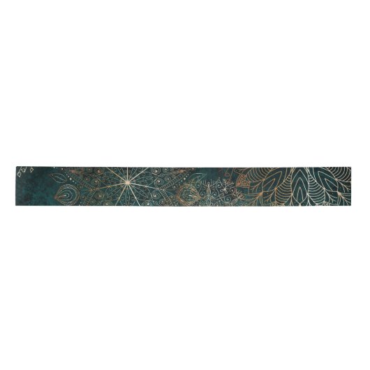 Elegantes Gold und Aquamarines Mandala-Muster Satinband (Vorderseite)