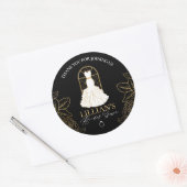 Elegantes Gold- und Black Bridal Dress Brautparty Runder Aufkleber (Umschlag)