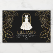 Elegantes Gold- und Black Bridal Dress Brautparty Schaumweinetikett (Einzelnes Label)