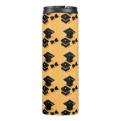 Elegantes Gold- und Black Graduation Cap Muster Thermosbecher (Rückseite)