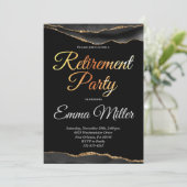 Elegantes Gold- und Black Rentirement-Party Einladung (Stehend Vorderseite)