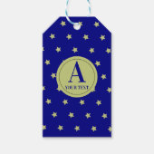 Elegantes Gold- und Blau-Sternmuster-Monogramm Geschenkanhänger (Vorderseite)