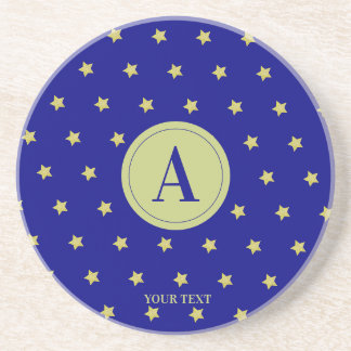 Elegantes Gold- und Blau-Sternmuster-Monogramm Getränkeuntersetzer
