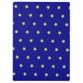 Elegantes Gold- und Blau-Sternmuster-Monogramm Klemmbrett (Rückseite)