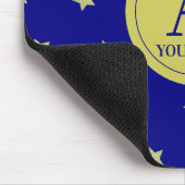 Elegantes Gold- und Blau-Sternmuster-Monogramm Mousepad (Ecke)