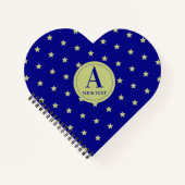 Elegantes Gold- und Blau-Sternmuster-Monogramm Notizblock (Vorderseite)