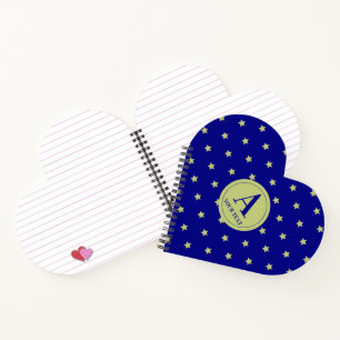 Elegantes Gold- und Blau-Sternmuster-Monogramm Notizblock