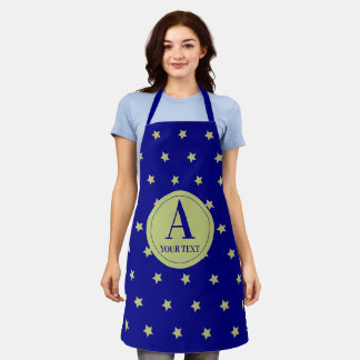 Elegantes Gold- und Blau-Sternmuster-Monogramm Schürze