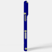 Elegantes Gold- und Blauster-Muster-Monogramm Case-Mate iPhone Hülle (Rückseite / Rechts)