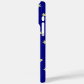 Elegantes Gold- und Blauster-Muster-Monogramm Case-Mate iPhone Hülle (Rückseite / Links)