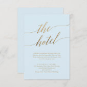Elegantes Gold und Blue Calligraphy Hotel Begleitkarte (Vorne/Hinten)