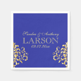 Elegantes Gold und Blue Damask Hochzeit von Napkin Serviette
