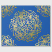Elegantes Gold und Blue Mandala Muster Geschenkpapier (Flach)