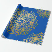 Elegantes Gold und Blue Mandala Muster Geschenkpapier (Ungerollt)