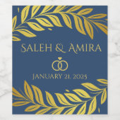 Elegantes Gold und Blue Wedding Sign Weinetikett (Einzelnes Label)