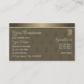 Elegantes Gold und Braun mit Beruflichen Initialen Visitenkarte (Rückseite)