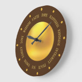 Elegantes Gold und braunes Vibes Große Wanduhr (Winkel)