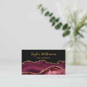 Elegantes Gold und Burgund Red Agate Visitenkarte (Stehend Vorderseite)
