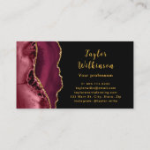 Elegantes Gold und Burgund Red Agate Visitenkarte (Rückseite)