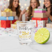 Elegantes Gold und Daisies 21. Geburtstag Party Schnapsglas