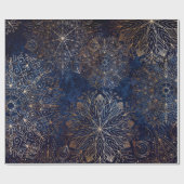 Elegantes Gold- und Dark Blue Floral Mandala Muste Geschenkpapier (Flach)