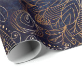 Elegantes Gold- und Dark Blue Floral Mandala Muste Geschenkpapier (Rolleneckpunkt)
