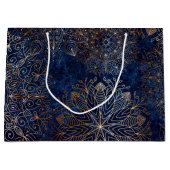 Elegantes Gold- und Dark Blue Floral Mandala Muste Große Geschenktüte (Vorderseite)