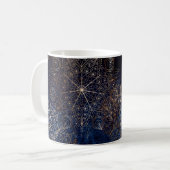 Elegantes Gold- und Dark Blue Floral Mandala Muste Kaffeetasse (Vorderseite Links)
